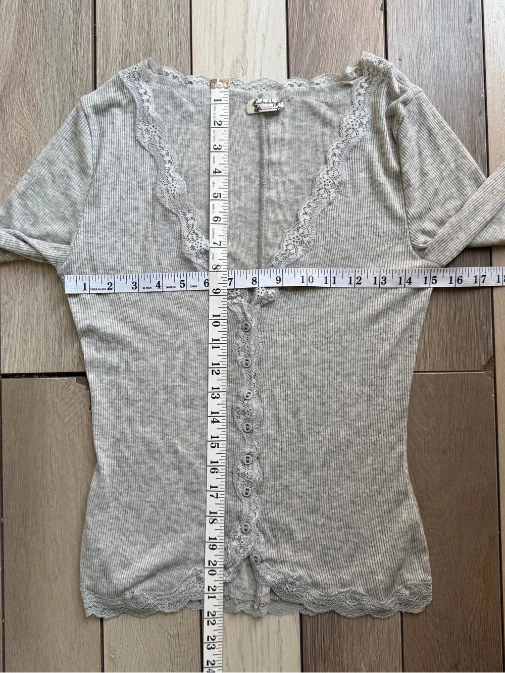 Free People Big Love Lace Trim Knit Button-Up Top